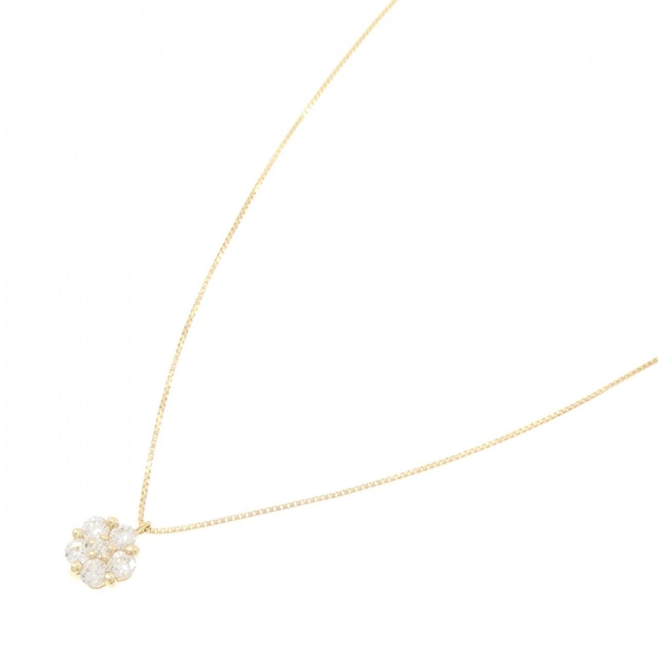 K18YG フラワー ダイヤモンド ネックレス 0.35CT