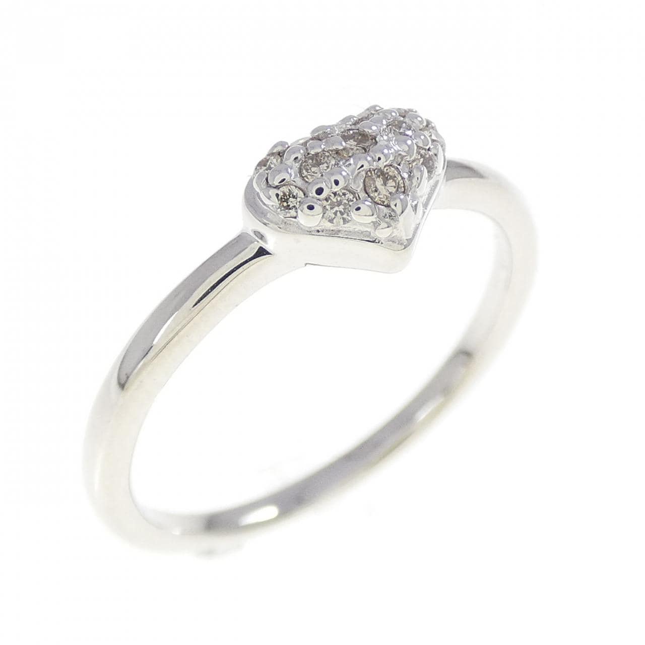 K18WG ハート ダイヤモンド リング 0.07CT