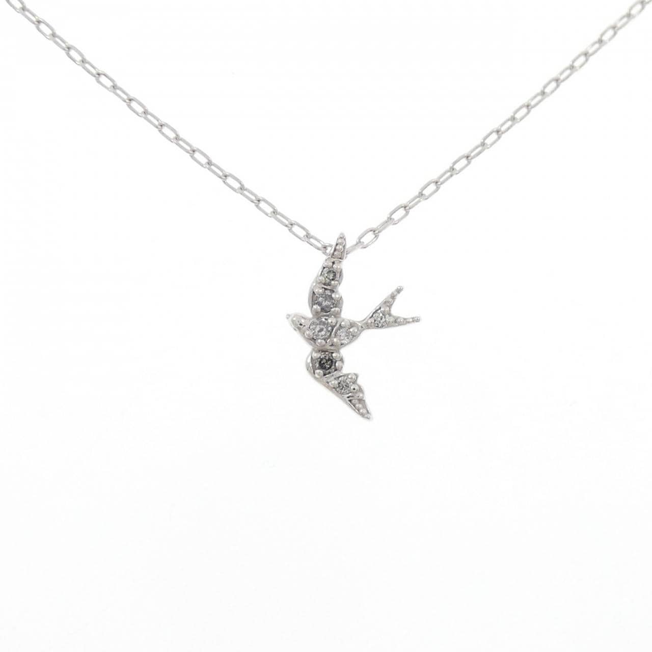 K18WG バード ダイヤモンド ネックレス 0.05CT
