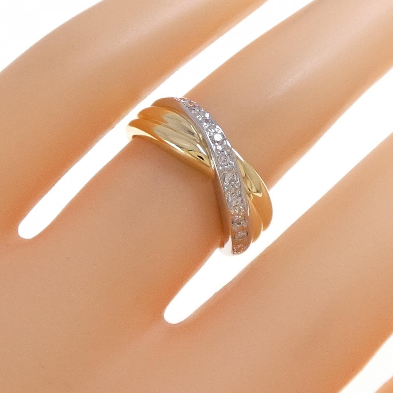 K18YG/PT900 ダイヤモンド リング 0.11CT