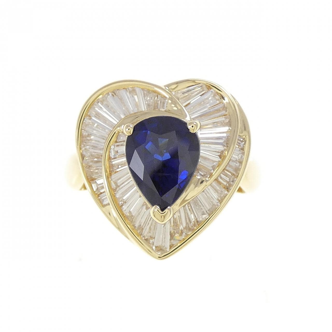 K18YG ハート サファイヤ リング 1.32CT