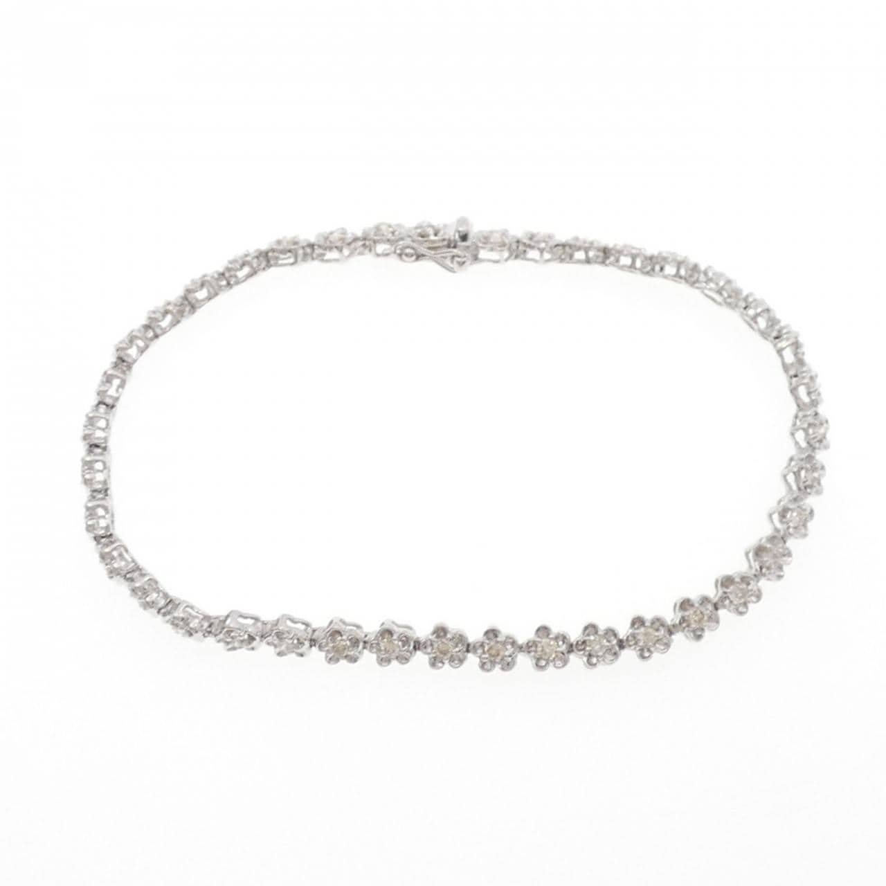 K18WG フラワー ダイヤモンド ブレスレット 1.00CT