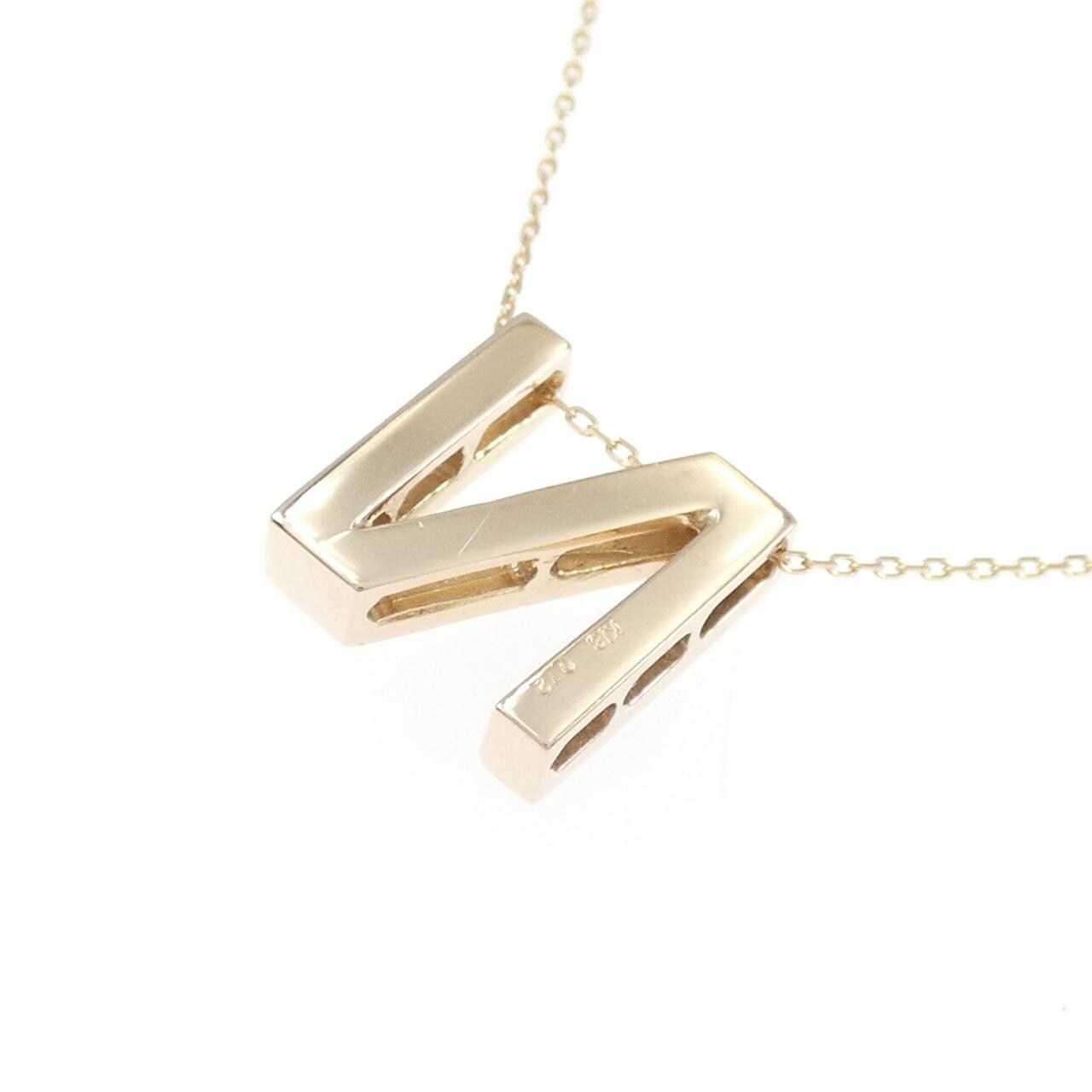 K18PG イニシャルN ダイヤモンド ネックレス 0.12CT