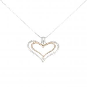 K18WG/K18PG ハート ダイヤモンド ネックレス 0.10CT