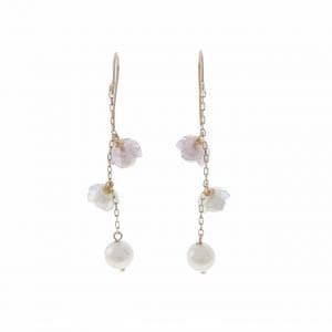 【新品】K10YG フラワー カラーストーン ピアス