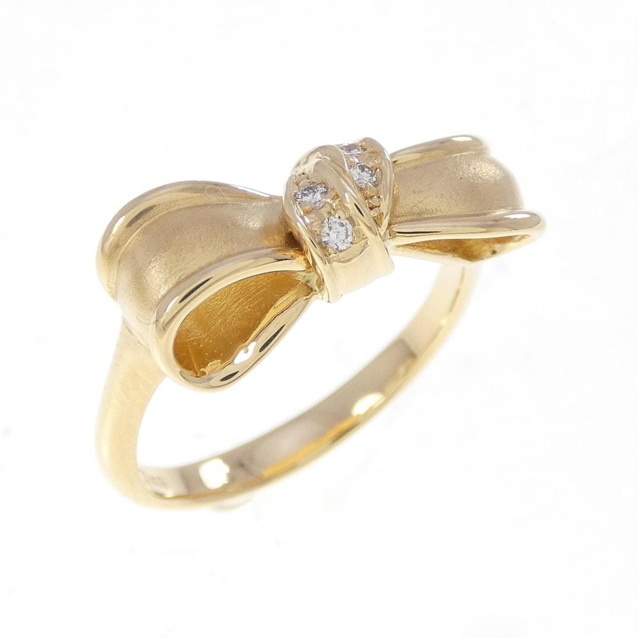 K18YG リボン ダイヤモンド リング