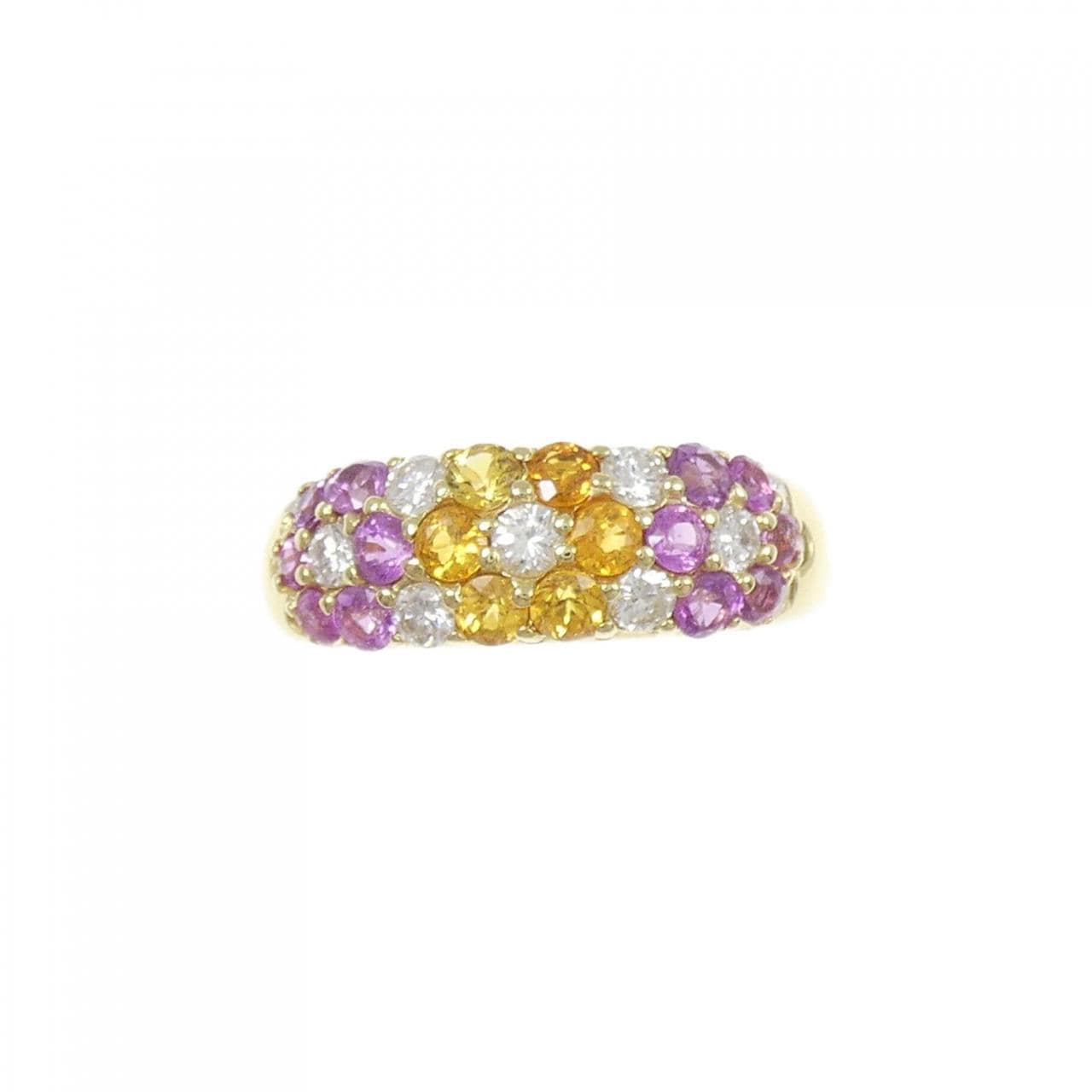 K18YG フラワー サファイヤ リング 1.37CT