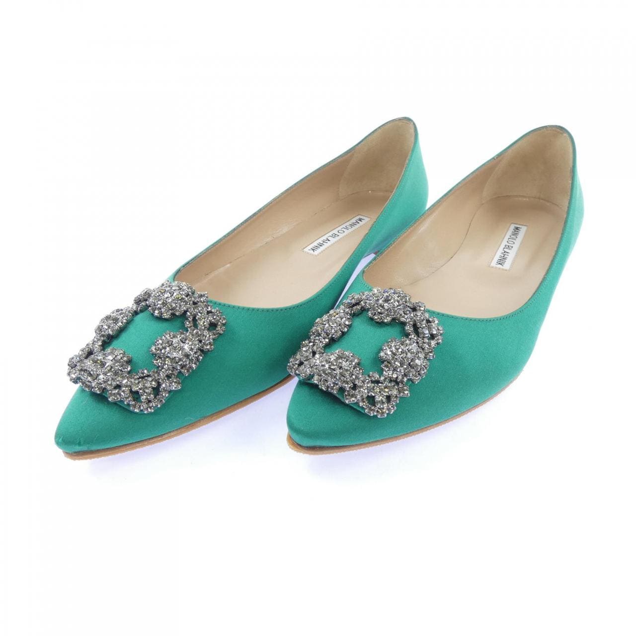 マノロブラニク MANOLO BLAHNIK HANGISIFLAT サテン フラットシューズ