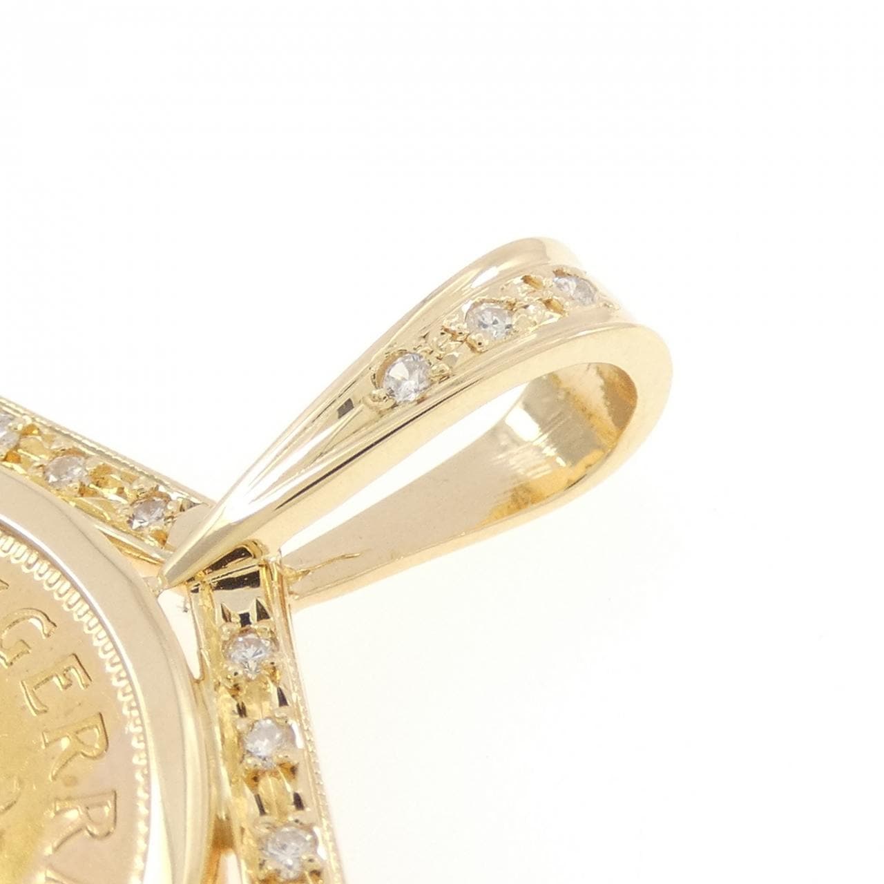 K18YG(枠) ダイヤモンド コイン ペンダント 0.37CT