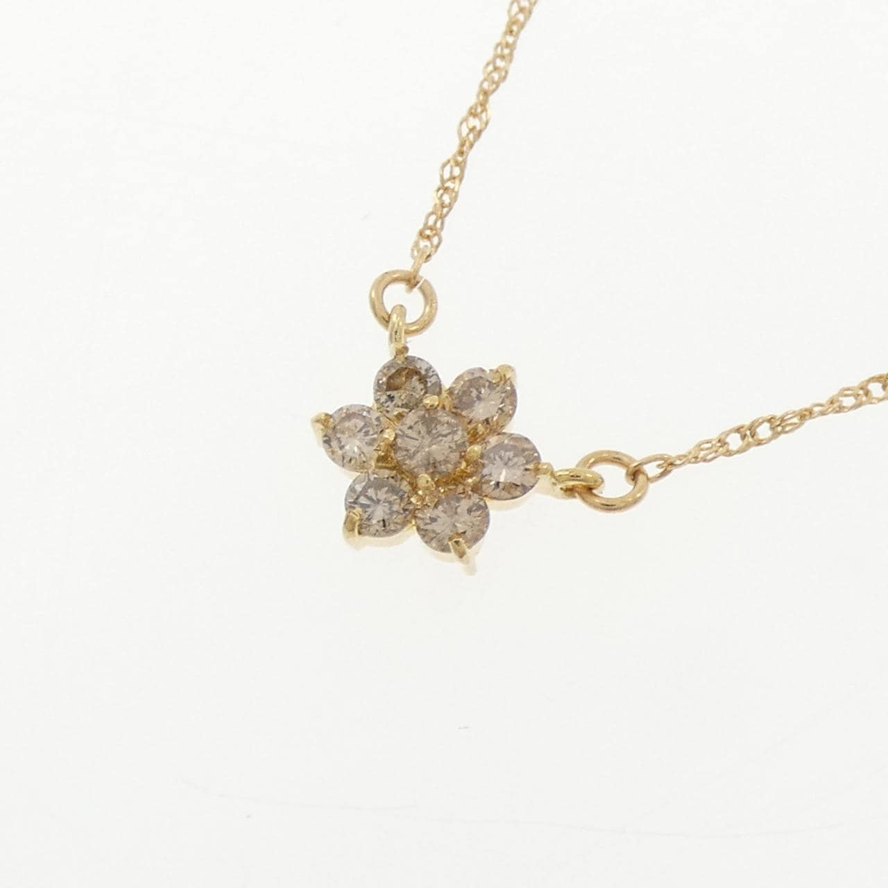 K18YG フラワー ダイヤモンド ネックレス 0.30CT
