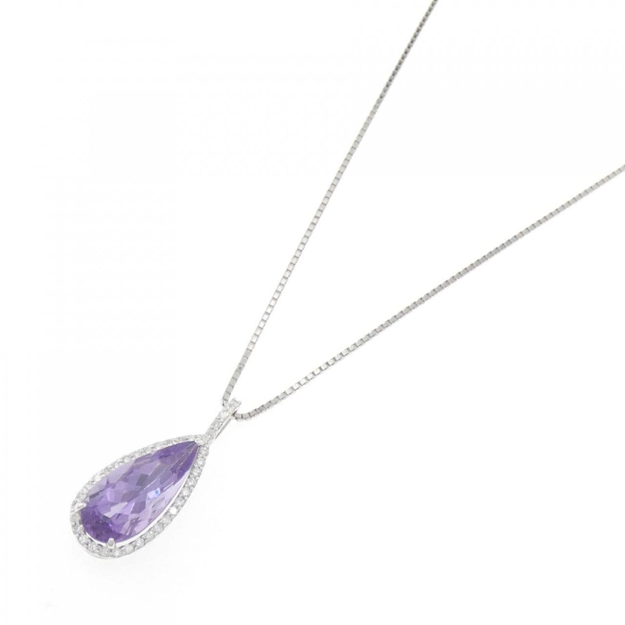 K18WG/PT Amethyst Necklace 4.44CT