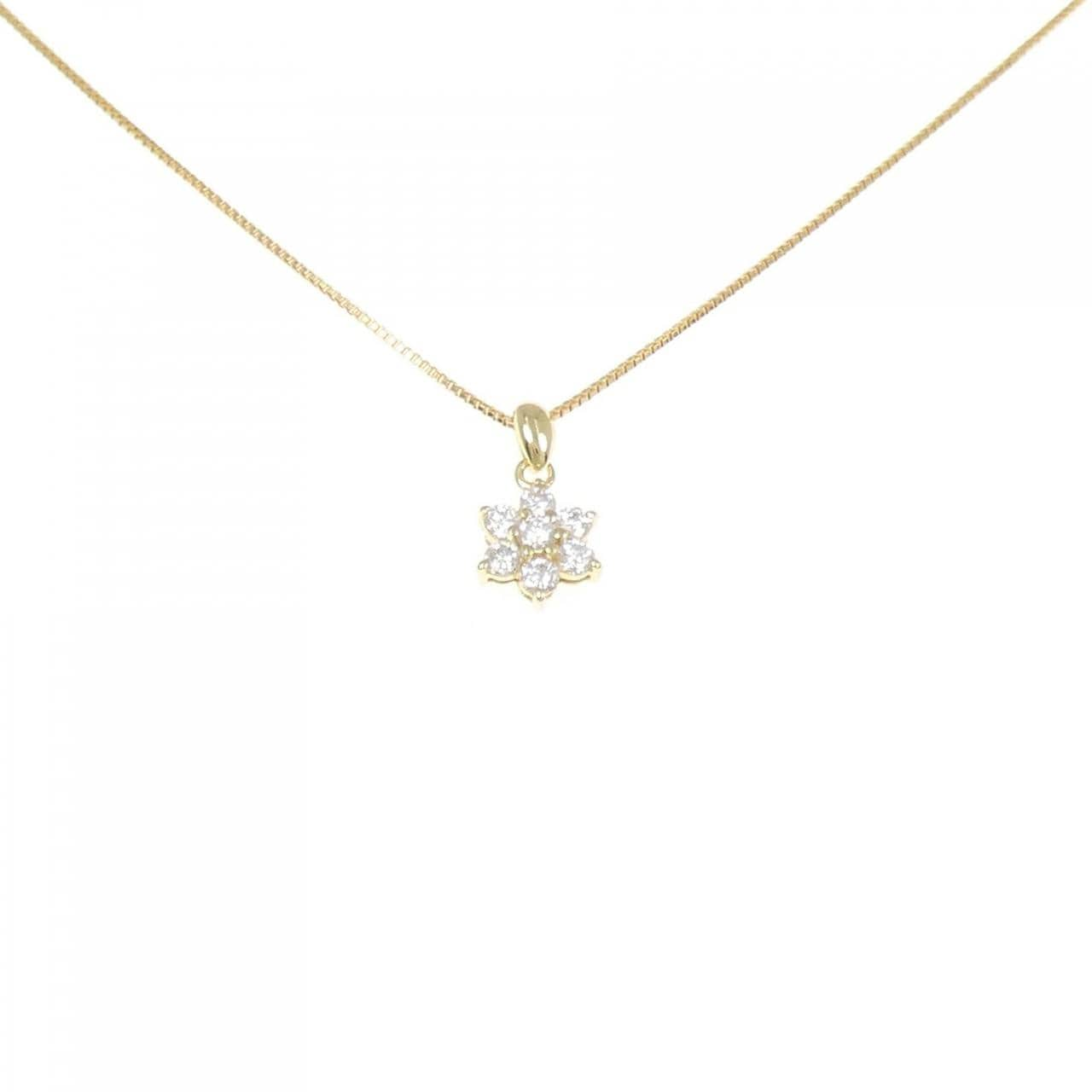 K18YG フラワー ダイヤモンド ネックレス 0.21CT