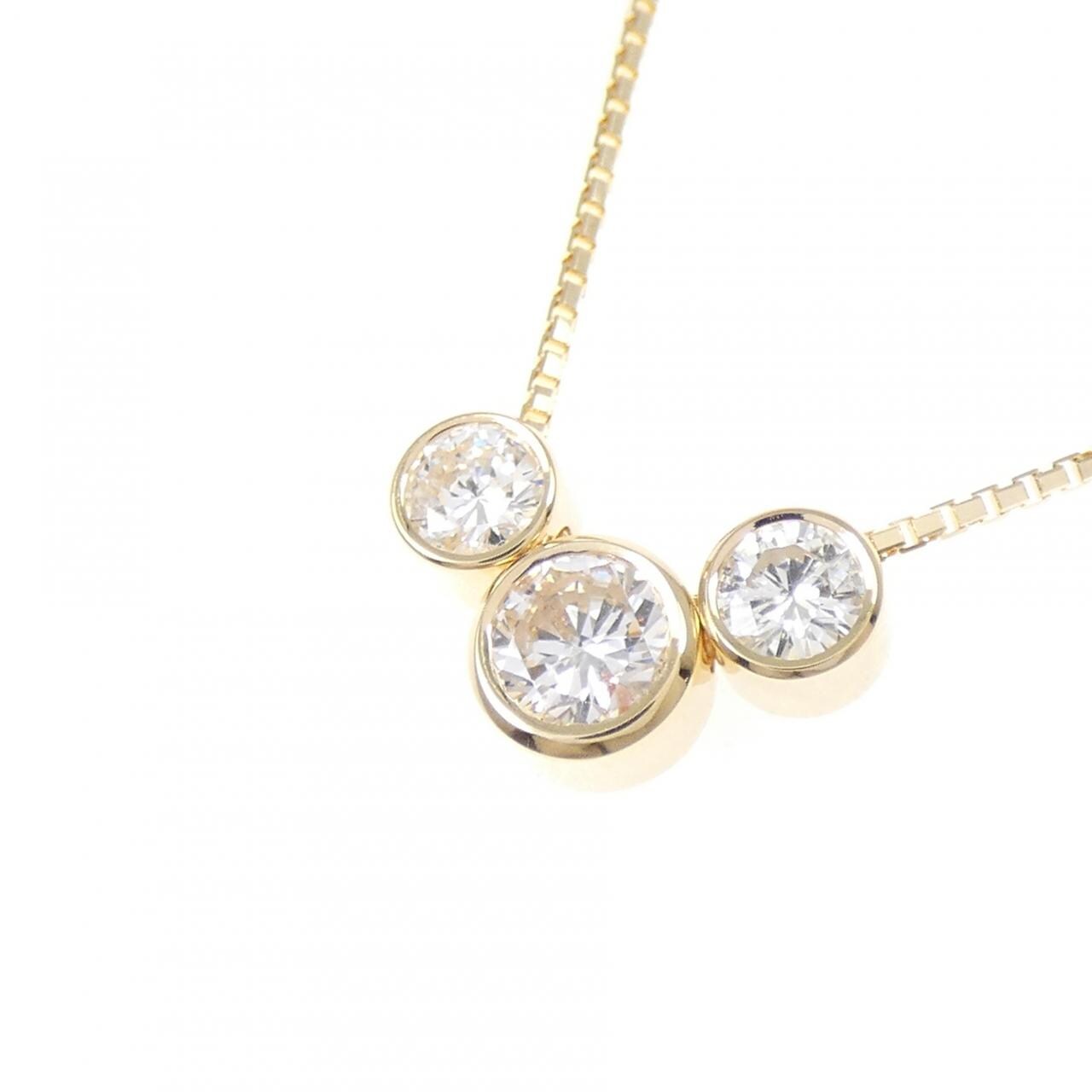 K18YG スリーストーン ダイヤモンド ネックレス 0.51CT