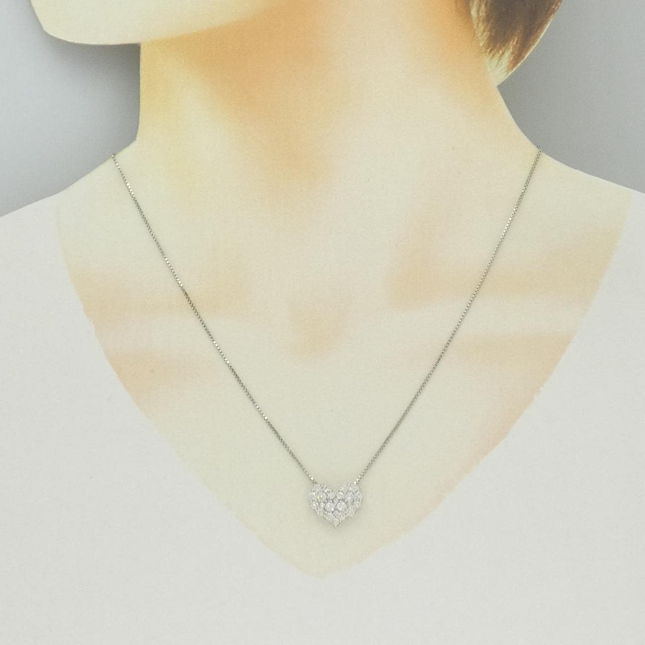 PT900/PT850 ハート ダイヤモンド ネックレス 1.00CT
