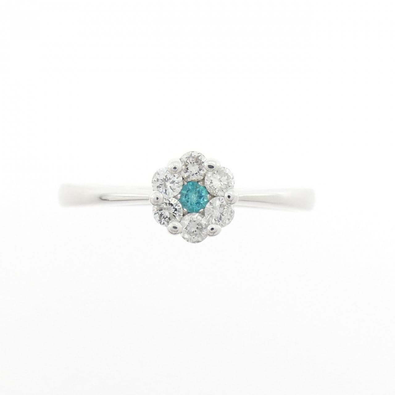 K18WG フラワー トルマリン リング 0.03CT