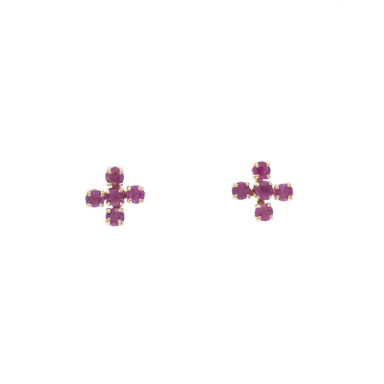 K18YG ruby earrings