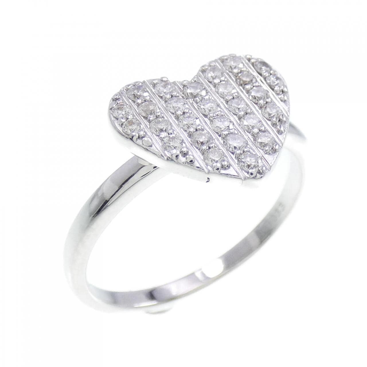 K18WG Pave Heart Diamond Ring 0.33CT
