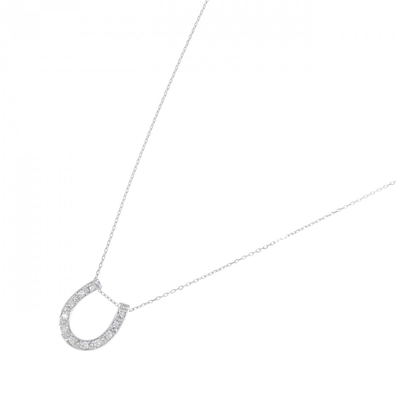 K18WG Horseshoe Diamond Necklace 0.10CT