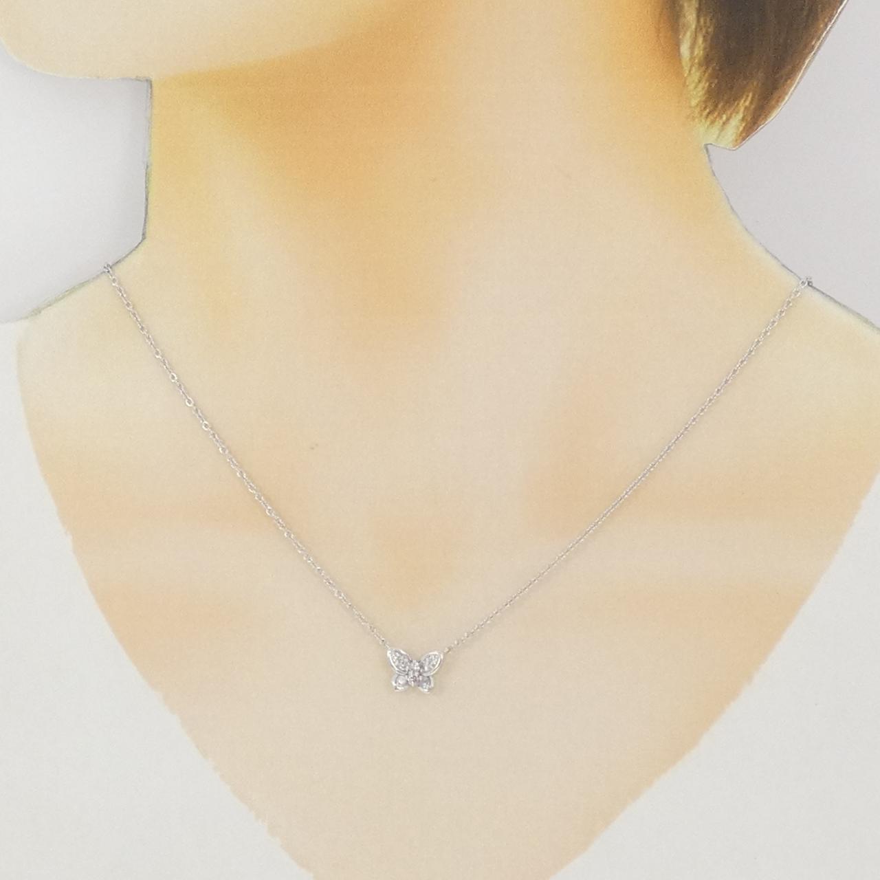 PT900/PT850 バタフライ ピンクダイヤモンド ネックレス 0.06CT