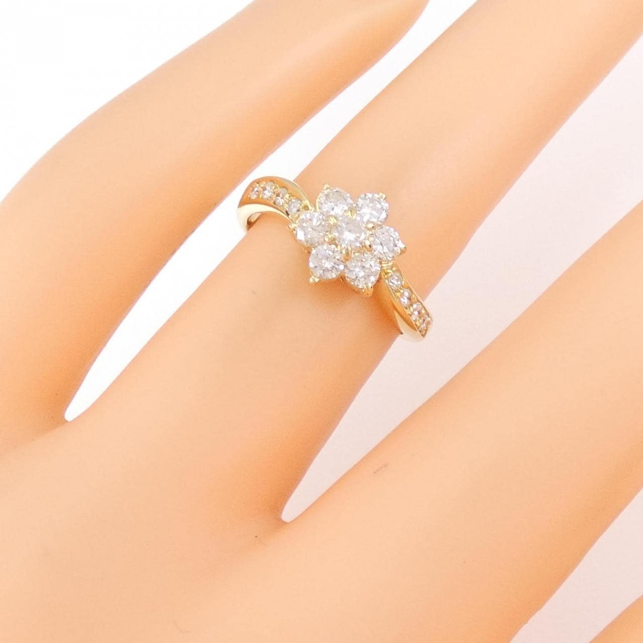 K18YG フラワー ダイヤモンド リング 0.55CT
