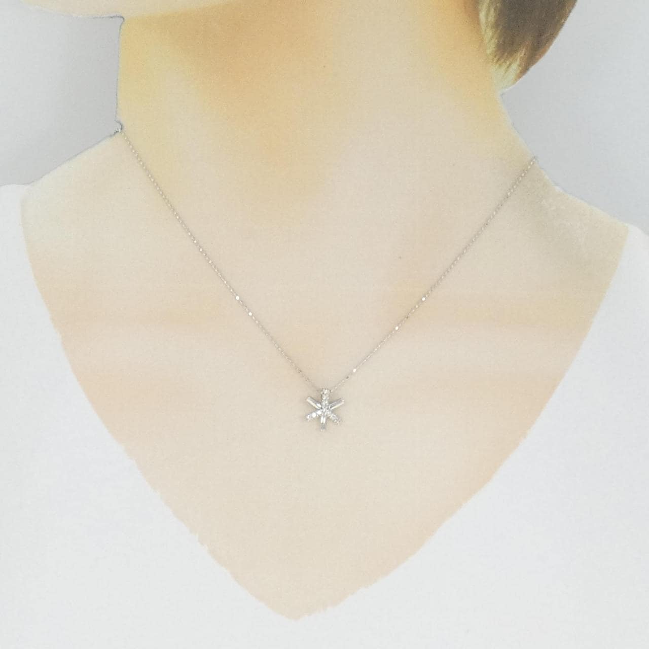 K18WG ダイヤモンド ネックレス 0.10CT
