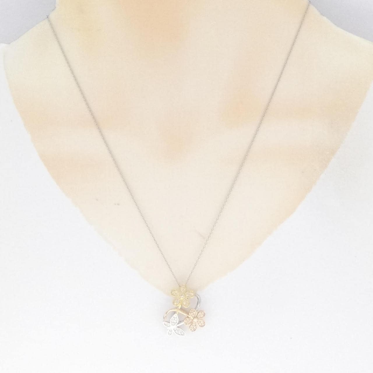 K18/K18PG/PT Flower Diamond necklace 0.27CT