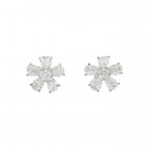 K18WG フラワー ダイヤモンド ピアス 1.60CT