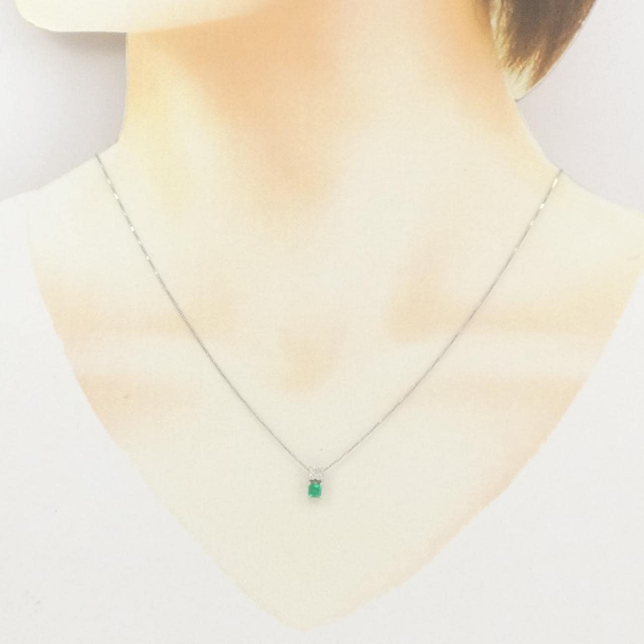 PT950/PT850 エメラルド ネックレス 0.22CT