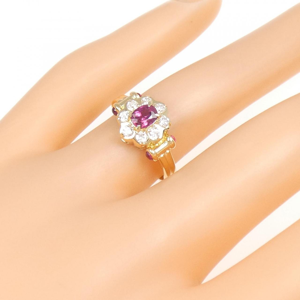 K18YG ルビー リング 0.72CT
