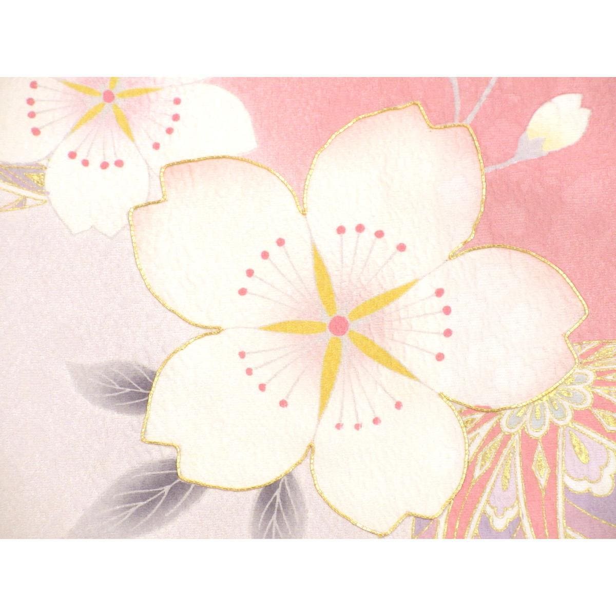 振袖　友禅金彩加工　刺繍入りボカシ染　身丈Ｓ寸