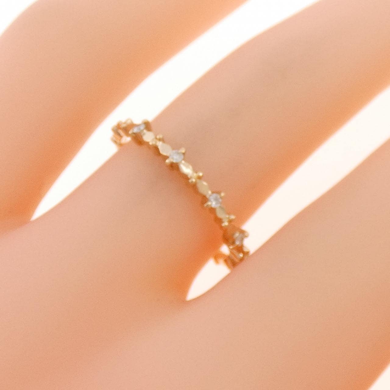 アガット K18PG リング 0.05CT