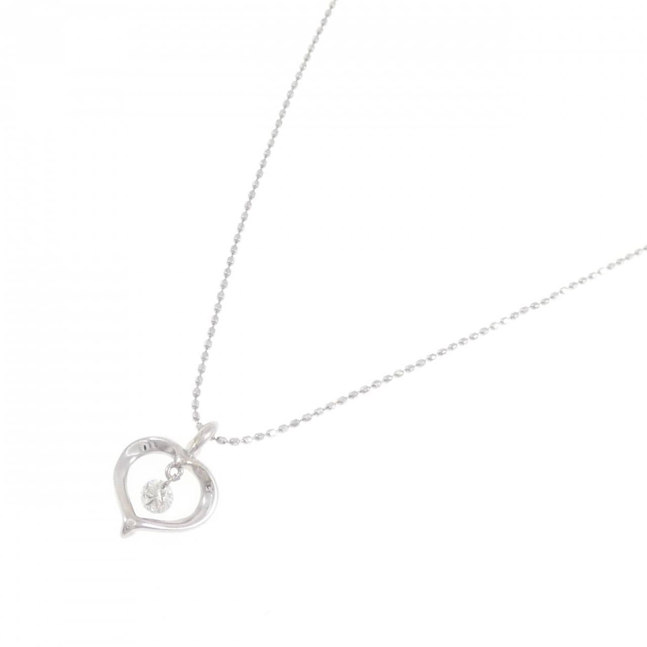 K18WG/750WG ハート ダイヤモンド ネックレス 0.10CT