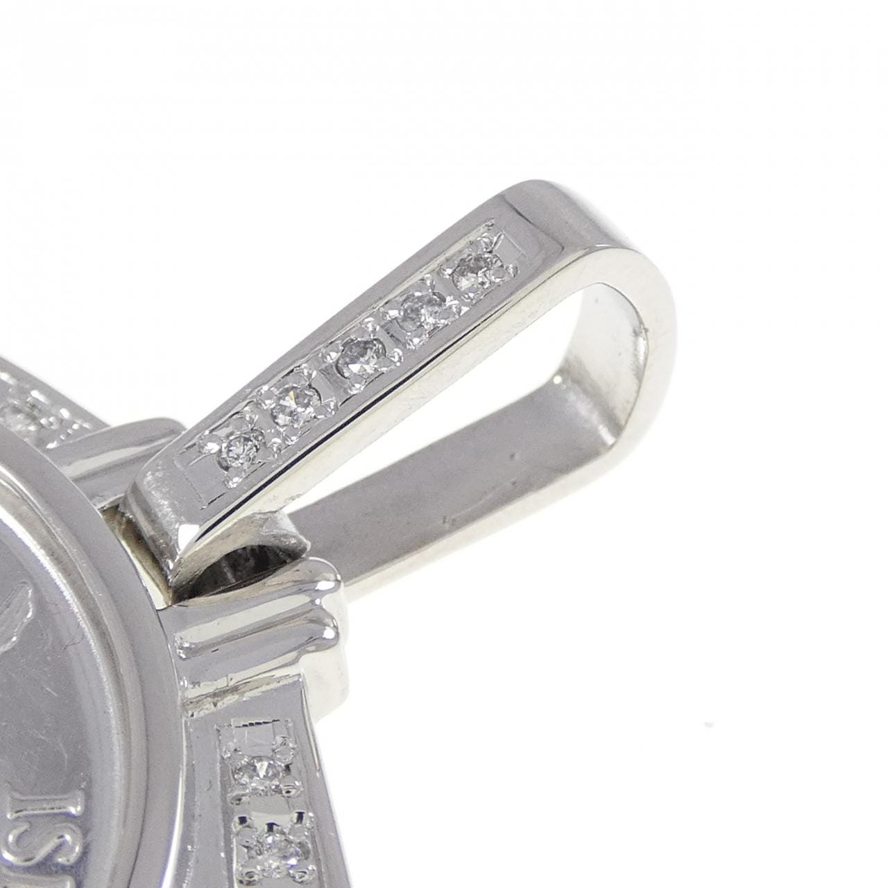 PT900(枠) ダイヤモンド コイン ペンダント 0.34CT