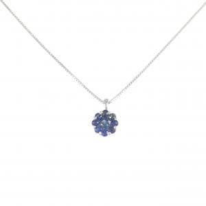 K18WG フラワー サファイヤ ネックレス 0.25CT