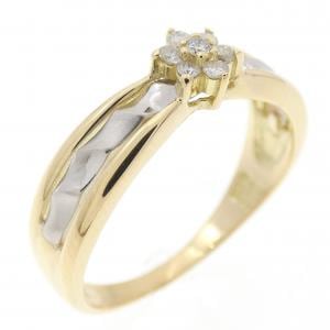 K18YG/PT900 フラワー ダイヤモンド リング 0.07CT