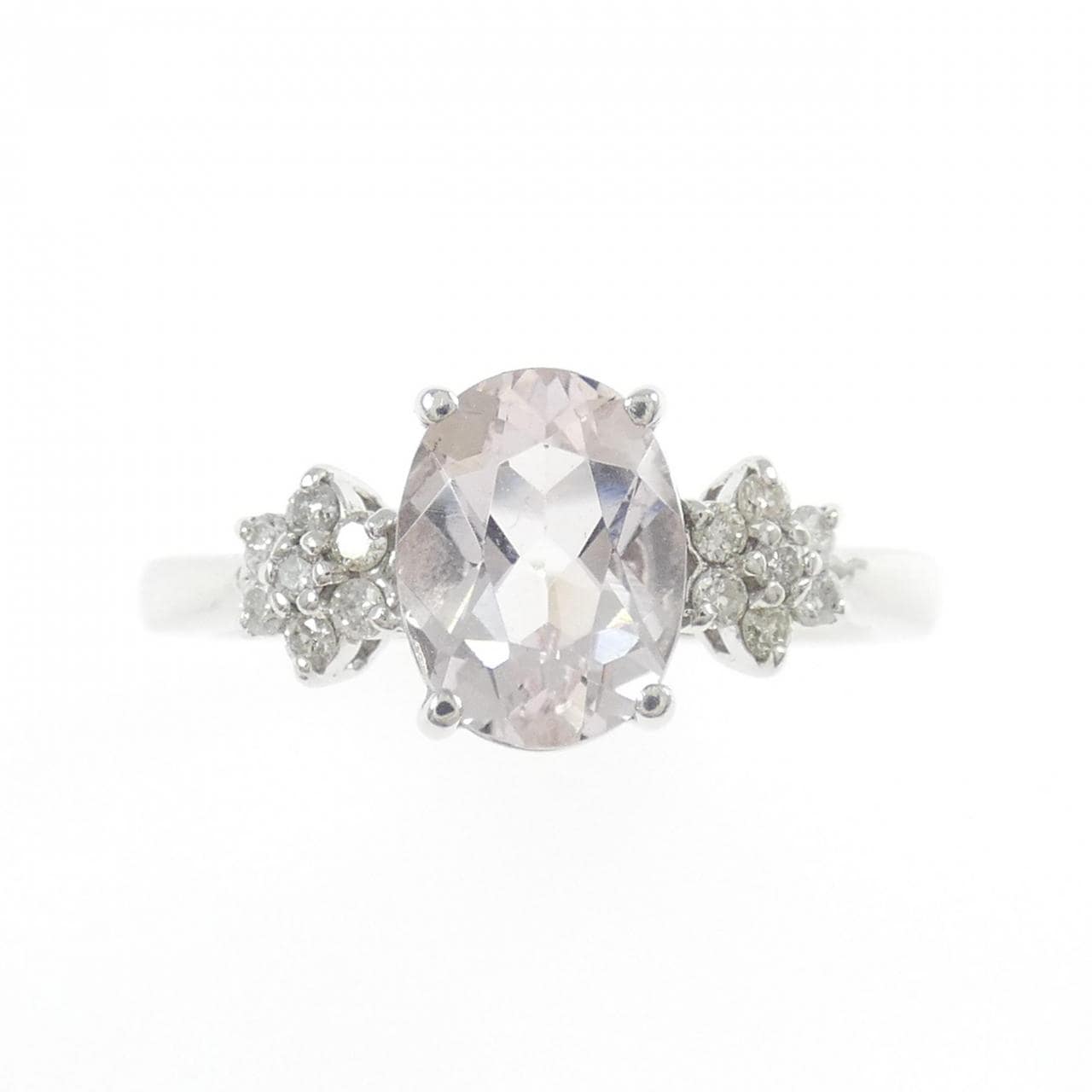 K18WG フラワー ベリル リング 1.00CT