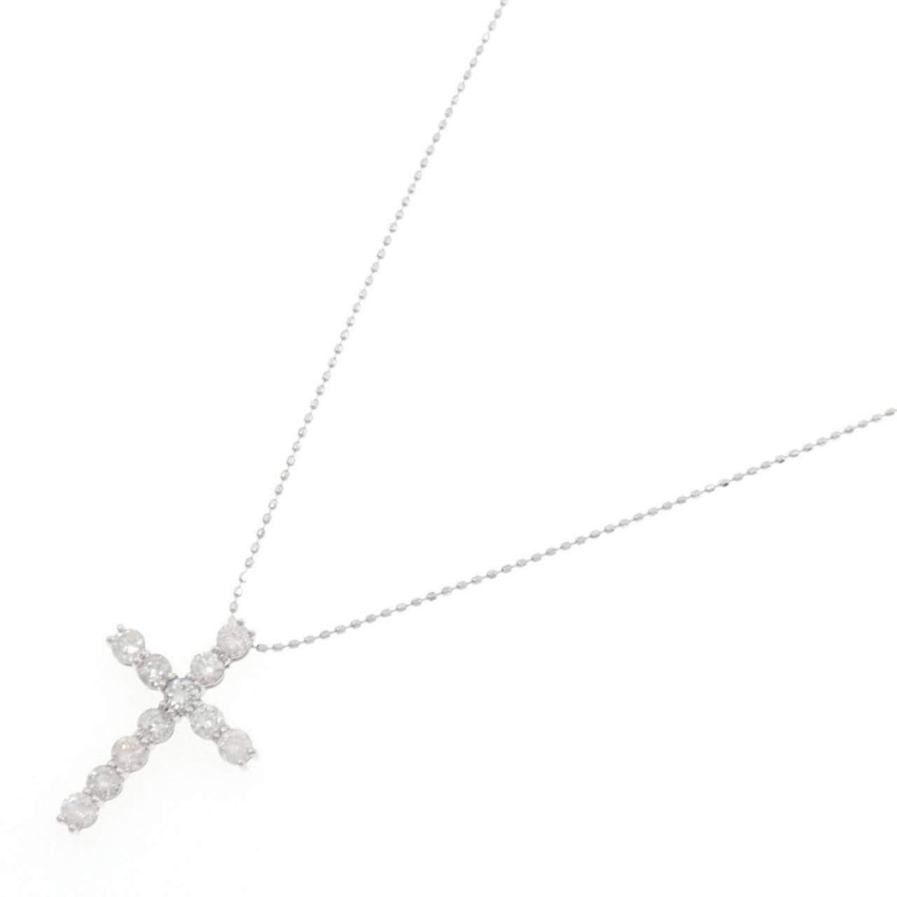 K18WG クロス ダイヤモンド ネックレス 1.00CT