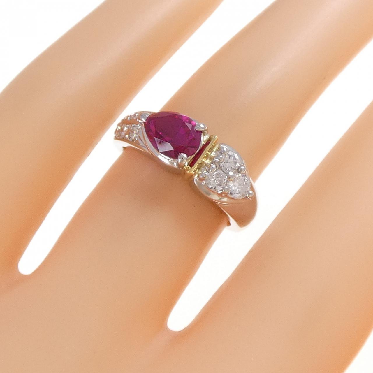 0.83CT合成紅寶石戒指