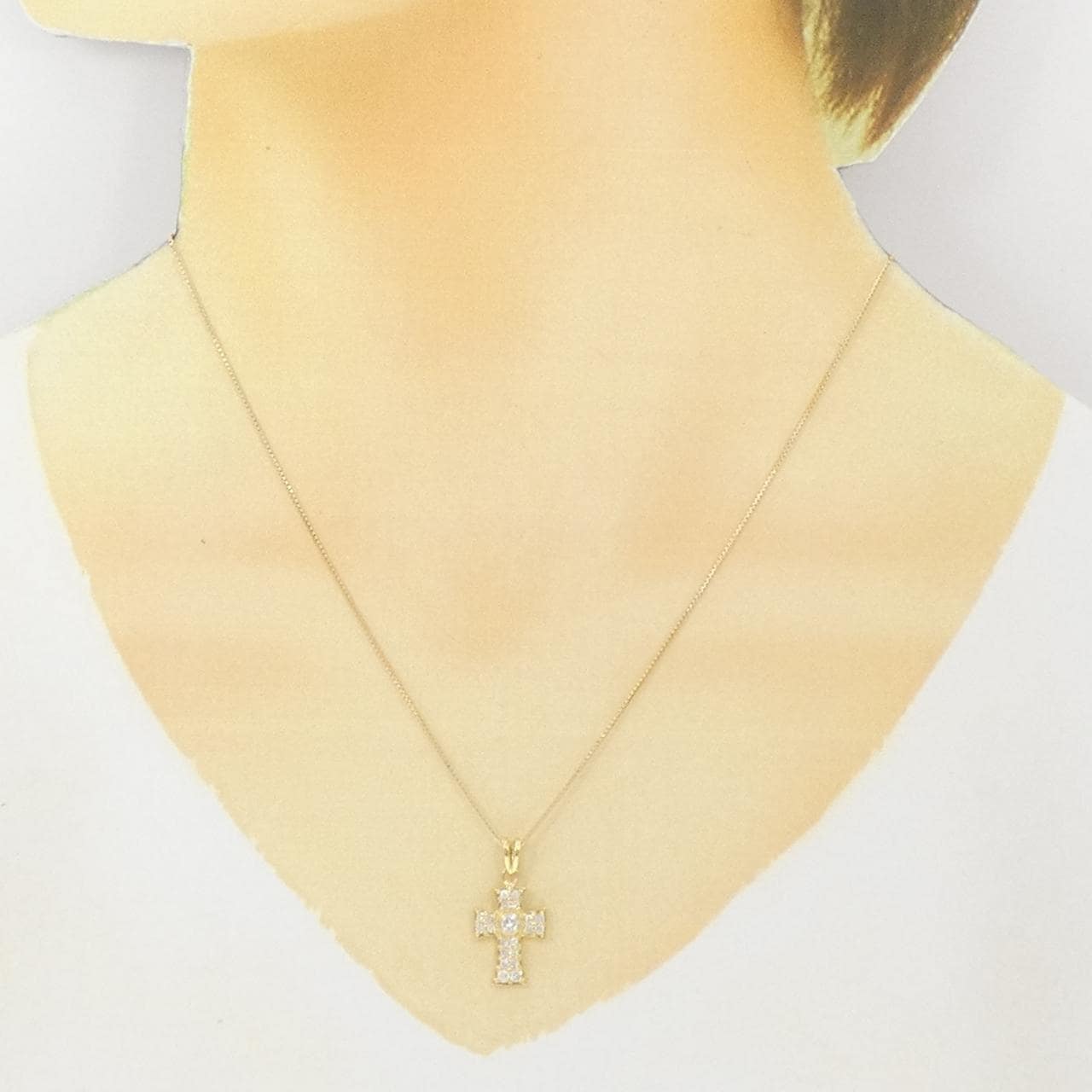 K18YG クロス ダイヤモンド ネックレス 0.40CT