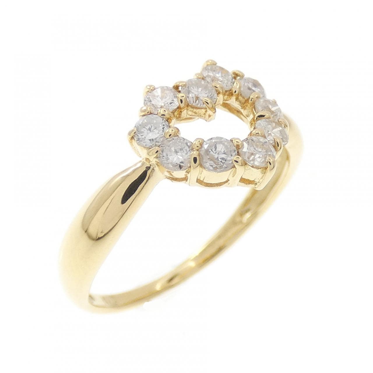 K13YG ハート ダイヤモンド リング 0.35CT