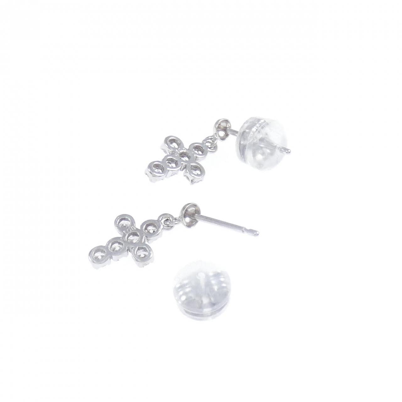 K18WG クロス ダイヤモンド ピアス 0.30CT
