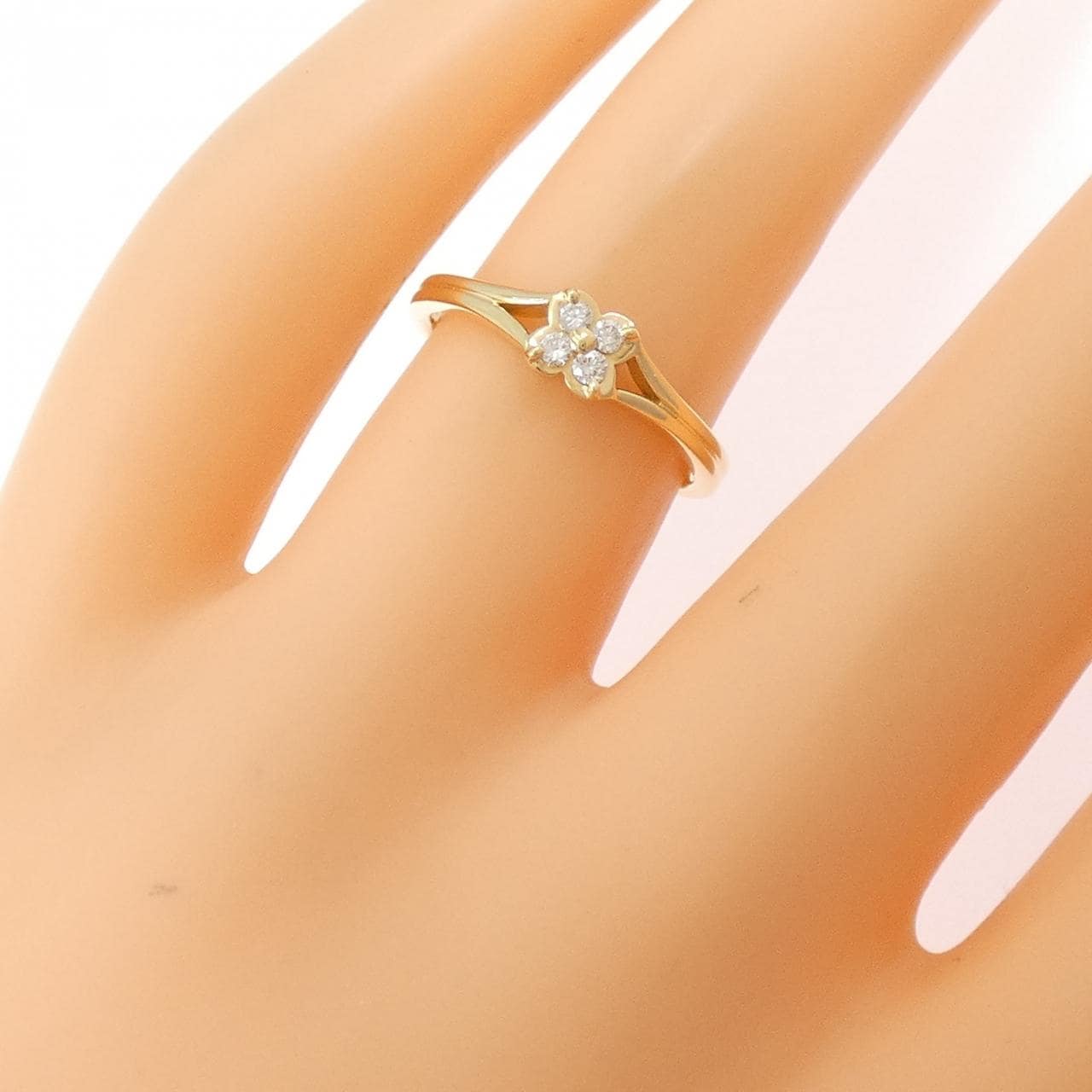 K18YG フラワー ダイヤモンド リング 0.07CT