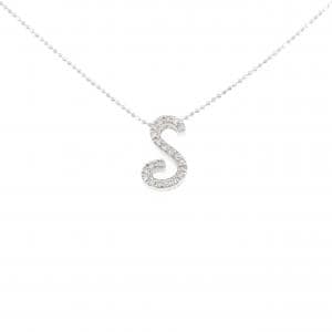 K18WG イニシャルS ダイヤモンド ネックレス 0.25CT