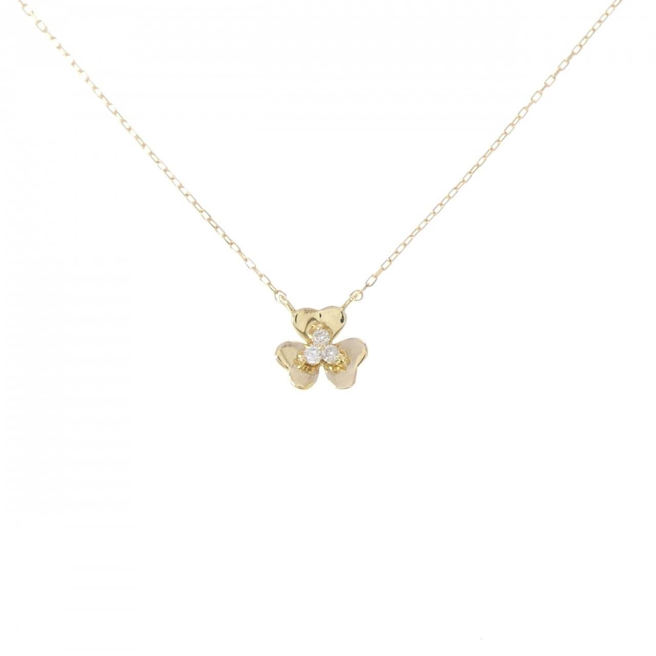 K18YG クローバー ダイヤモンド ネックレス 0.03CT