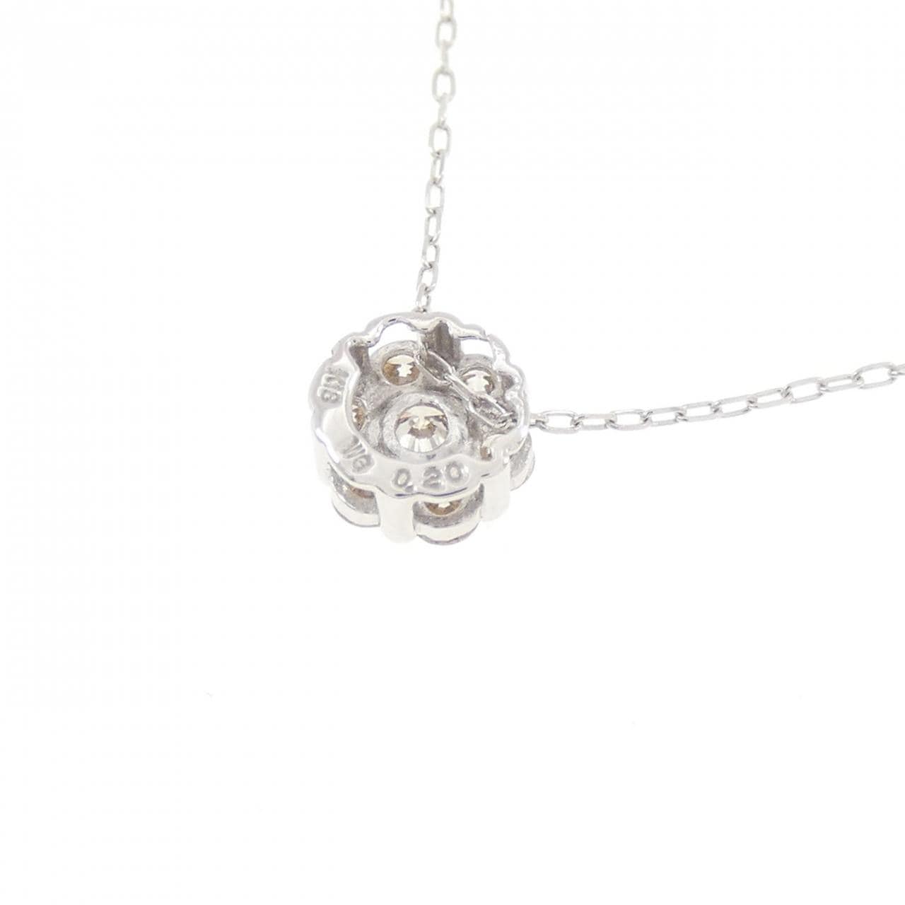 K18WG フラワー ダイヤモンド ネックレス 0.20CT