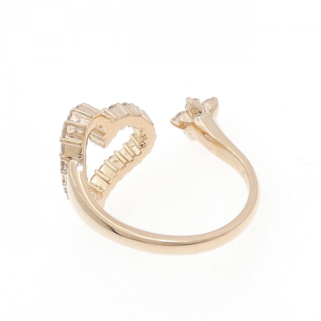 K18PG ハート×フラワー ダイヤモンド リング 0.60CT