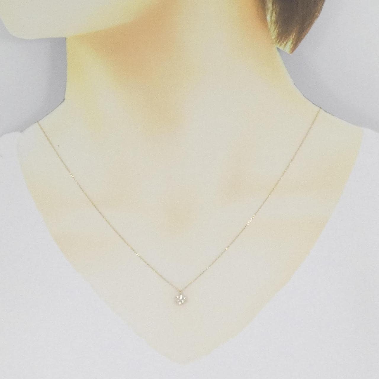 [BRAND NEW] K18YG Solitaire Diamond Necklace 0.30CT