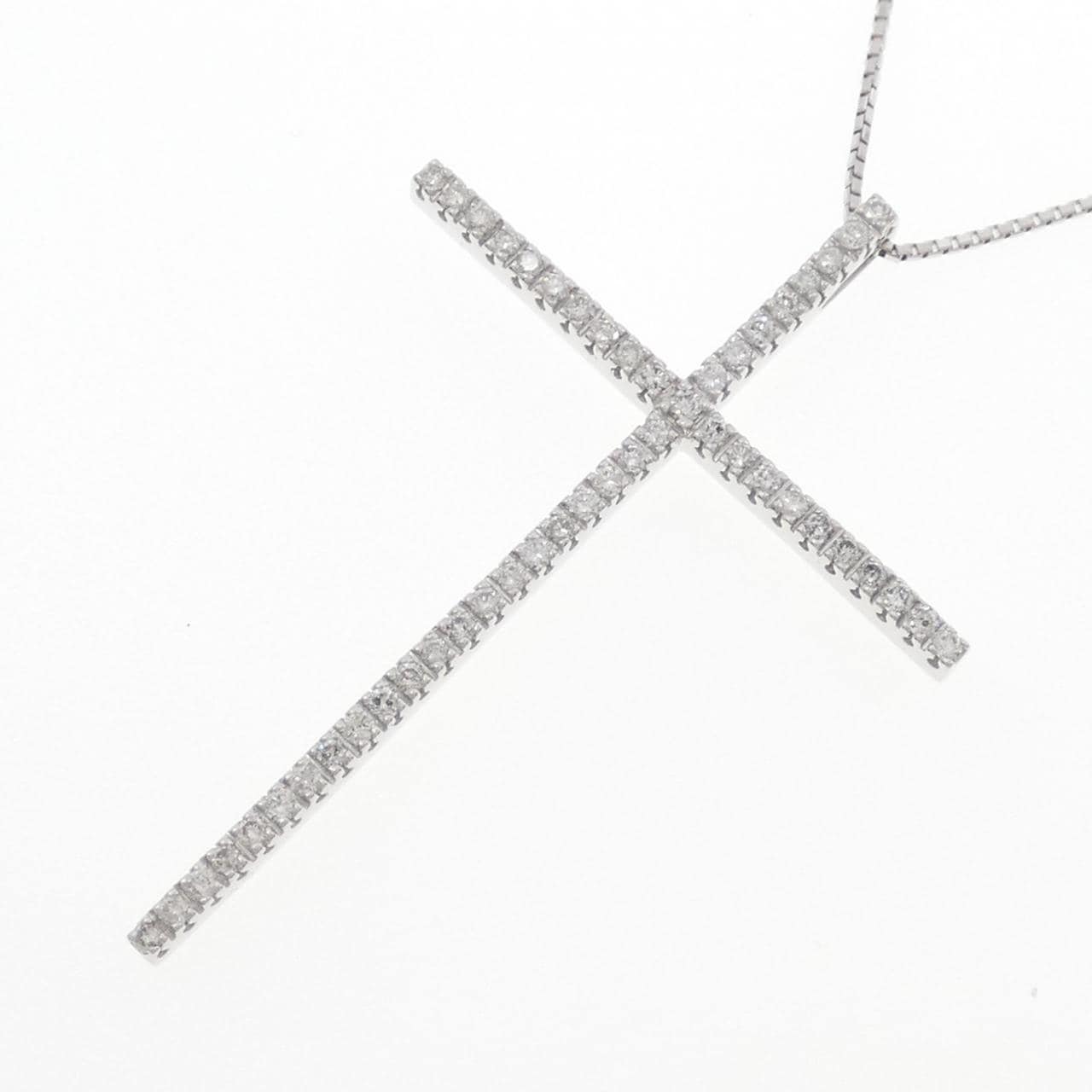 K18WG クロス ダイヤモンド ネックレス 1.00CT