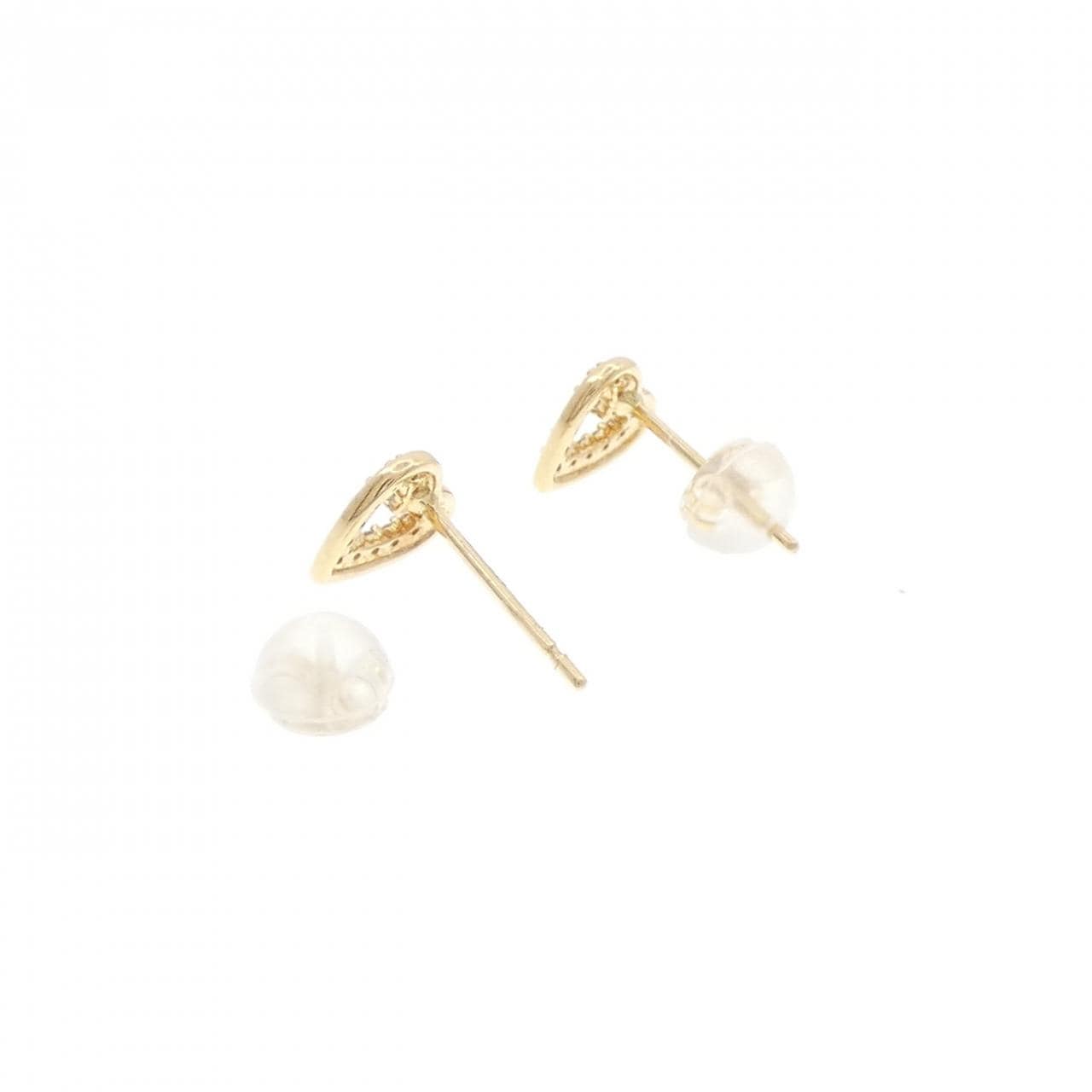 [BRAND NEW] K18YG Heart Diamond Earrings 0.08CT