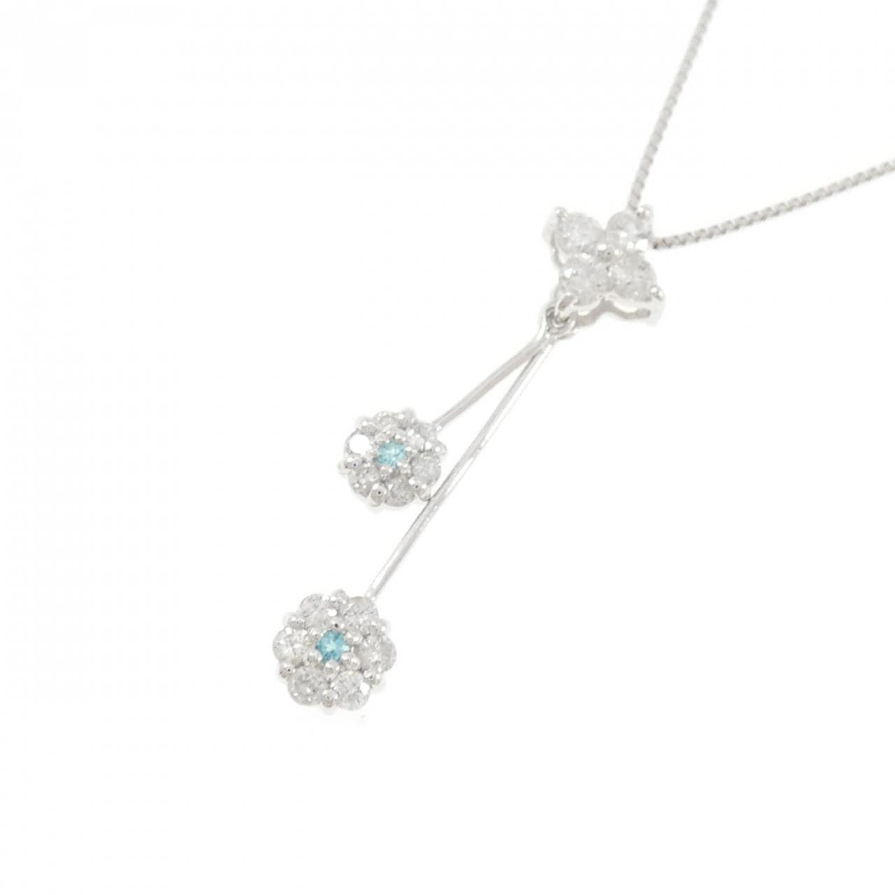 K18WG フラワー トルマリン ネックレス 0.02CT